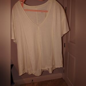 Women's Cream V-Neck Top Cropped Top